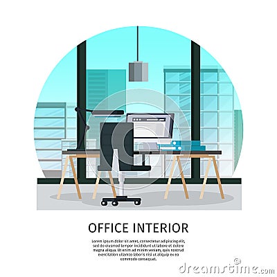 Office Interior Template Vector Illustration