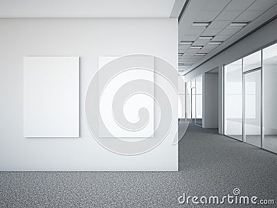 Office interior with two white frames Stock Photo