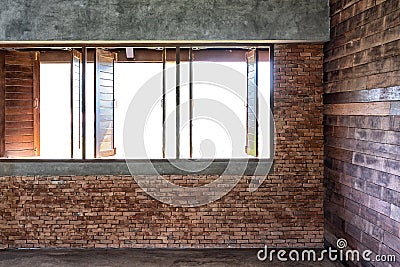 Office interior with wooden walls space Stock Photo