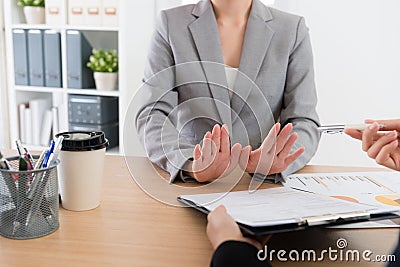 Business woman didn`t make the deal Stock Photo