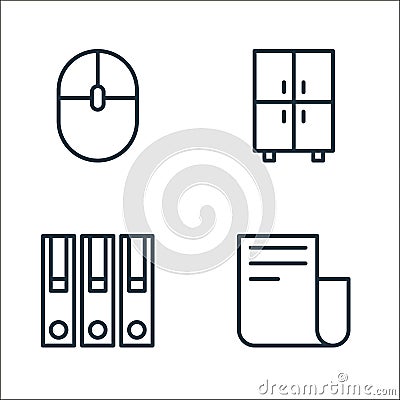 office line icons. linear set. quality vector line set such as file, book, cupboard Vector Illustration