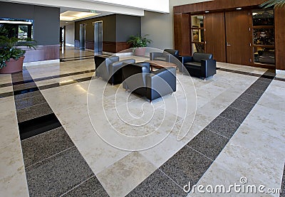 Office Lobby showing Tile Floor Stock Photo