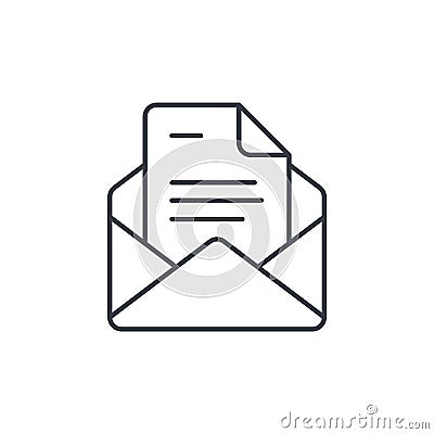 Office mail, open envelope, email thin line icon. Linear vector symbol Vector Illustration