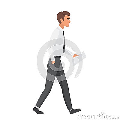 Office male worker walking Vector Illustration