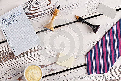 Office man flatlay. Stock Photo