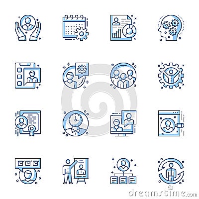 Office management line vector icons set Vector Illustration