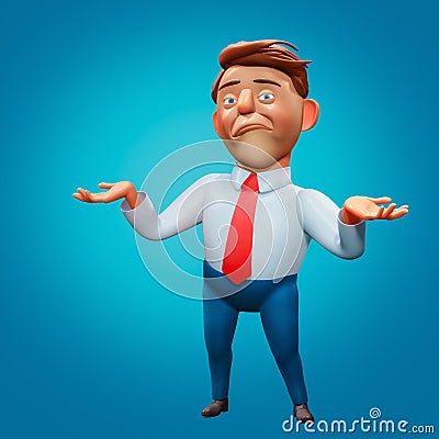 Office manager cartoon discouraged character 3d illustration Stock Photo