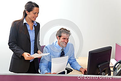 Office manager and work colleague Stock Photo