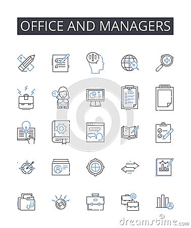 Office and managers line icons collection. Followers, Members, Users, Readers, Fans, Supporters, Clients vector and Vector Illustration
