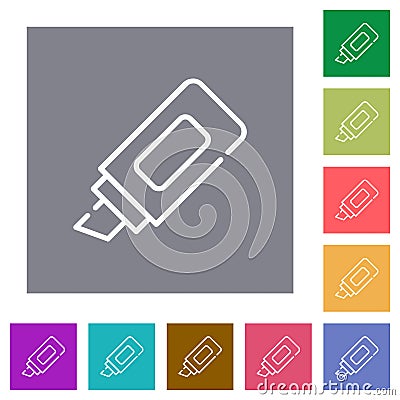 Office marker outline square flat icons Vector Illustration