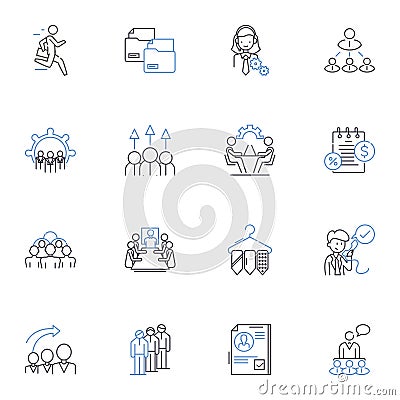 Office mates line icons collection. Collaboration, Colleagues, Teamwork, Productivity, Empathy, Communication Vector Illustration