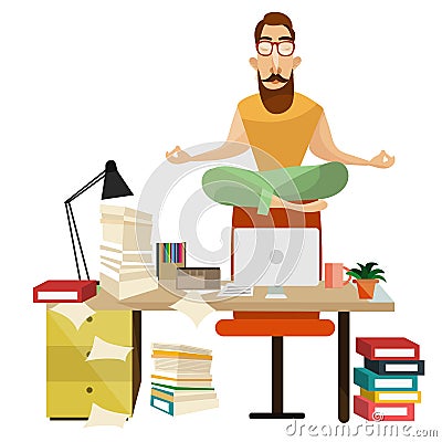 Office meditation concept vector illustration Vector Illustration