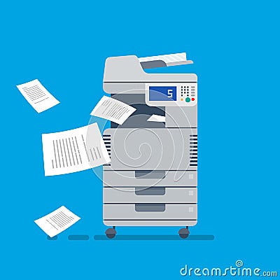 Office Multi-function Printer scanner. Flat Vector Vector Illustration