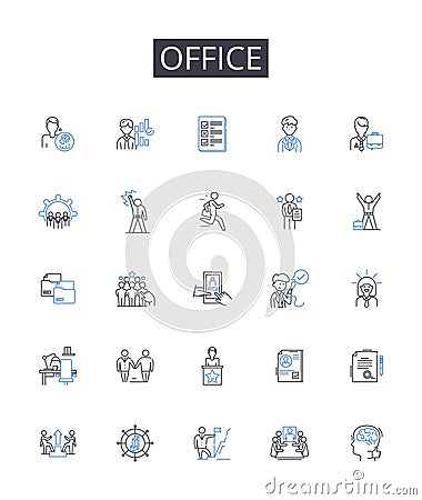 Office line icons collection. Countdown, Limit, Target, Timeframe, Schedule, Due date, Cutoff vector and linear Vector Illustration