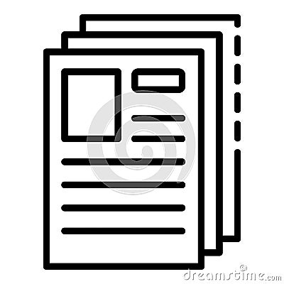 Office papers icon, outline style Vector Illustration