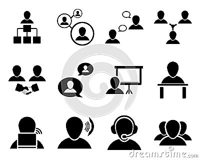 Office and people icon set Vector Illustration