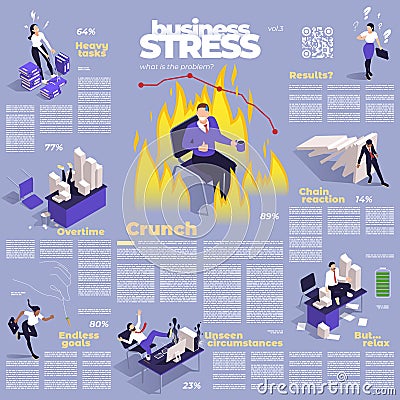 Office People Stress Infographics Vector Illustration