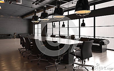 Office Photorealistic Render. 3D illustration. Meeting room. Cartoon Illustration