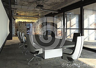 Office Photorealistic Render. 3D illustration. Meeting room. Cartoon Illustration