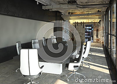 Office Photorealistic Render. 3D illustration. Meeting room. Cartoon Illustration