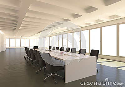 Office Photorealistic Render. 3D illustration. Meeting room. Cartoon Illustration