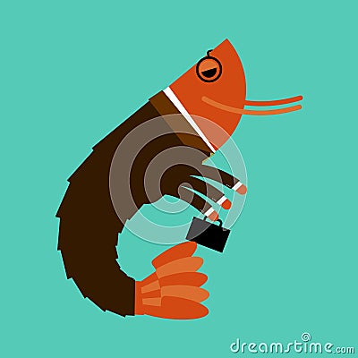 Office plankton isolated. Marine animals in business suit. Manager with suitcase. pin-striped masses Vector Illustration