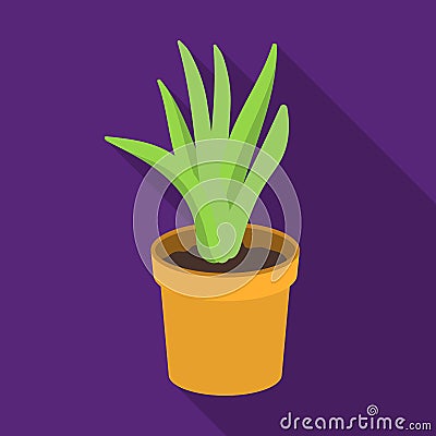 Office plant in th flowerpot icon in flat style isolated on white background. Office furniture and interior symbol stock Vector Illustration