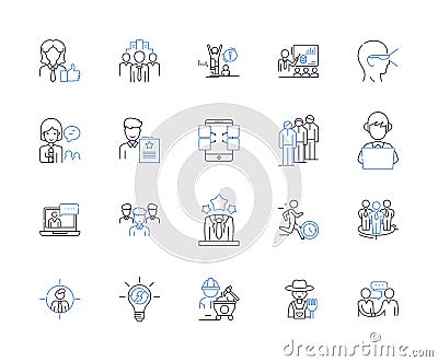 Office profession outline icons collection. Executive, Manager, Secretary, Clerk, Administrator, Supervisor, Officer Vector Illustration