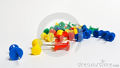 Office push pins - Coloured thumbtacks Stock Photo