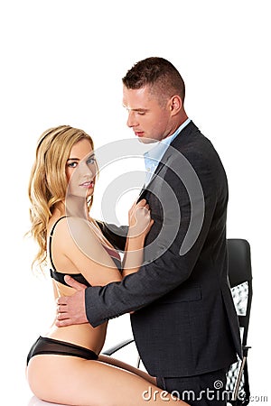Office romance concept. Businesspeople in love. Stock Photo