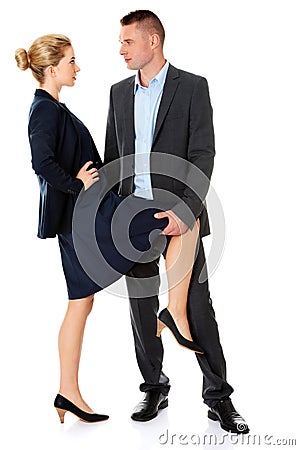 Office romance concept. Businesspeople in love. Stock Photo