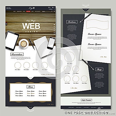 Office scene one page website design template Vector Illustration