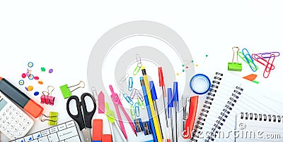 Office - school supplies on white background Stock Photo