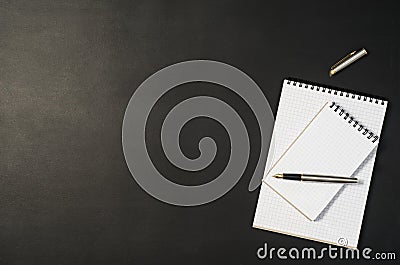 Office school table or desk seen from above. Top view Stock Photo