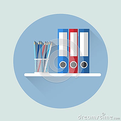 Office Shelf With Document Folder Icon Vector Illustration