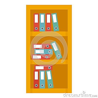 Office shelf folder icon, flat style Vector Illustration