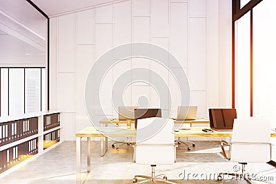 Office with shelves and computers, toned Stock Photo