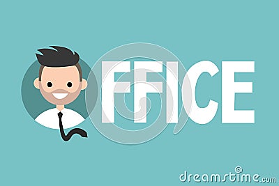 Office sign: young successful manager icon Cartoon Illustration