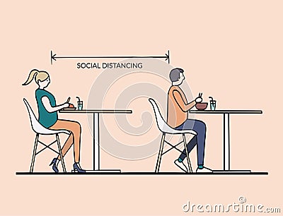 People maintain social distancing at restaurant to prevent and protect covid-19 coronavirus Stock Photo