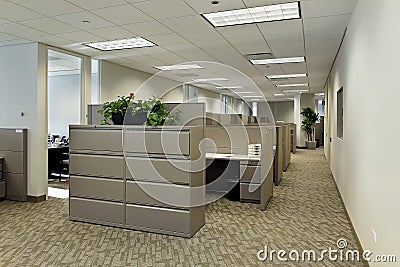 Office space with cubicles Stock Photo