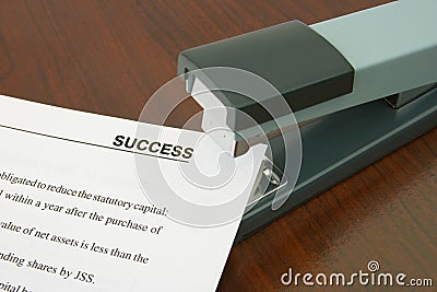 Office stapler and document Stock Photo