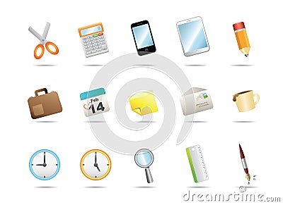 Office stationery icons Vector Illustration