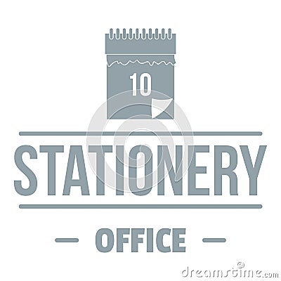 Office stationery logo, simple gray style Vector Illustration