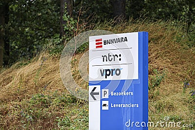 Office and studio of Dutch broadcast organizations BNNVARA, NTR and VPRO at the Media Park in Hilversum Editorial Stock Photo