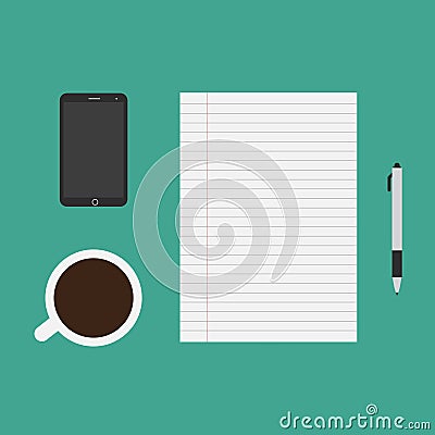 Office supplies or business tools Vector Illustration