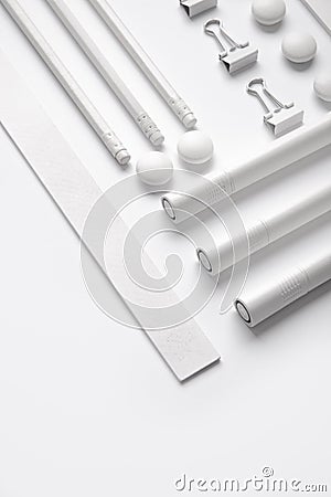 Office supplies on the white background Stock Photo