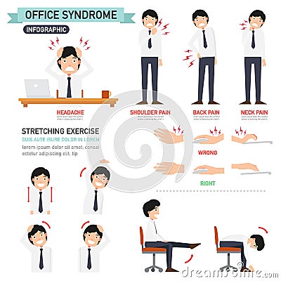 Office syndrome infographic Vector Illustration