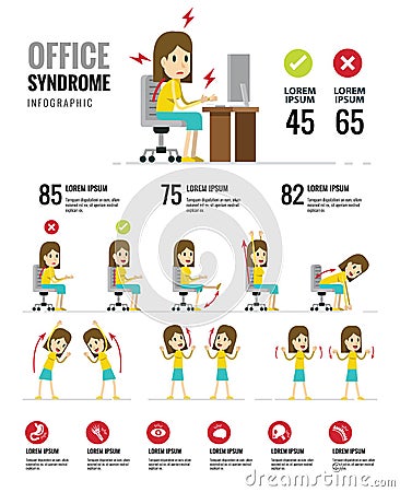 Office syndrome Infographics. Healthcare and medical. Vector Illustration