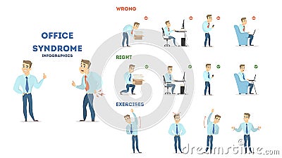 Office syndrome set. Vector Illustration