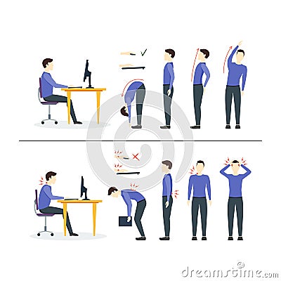 Office Syndrome. Vector Vector Illustration